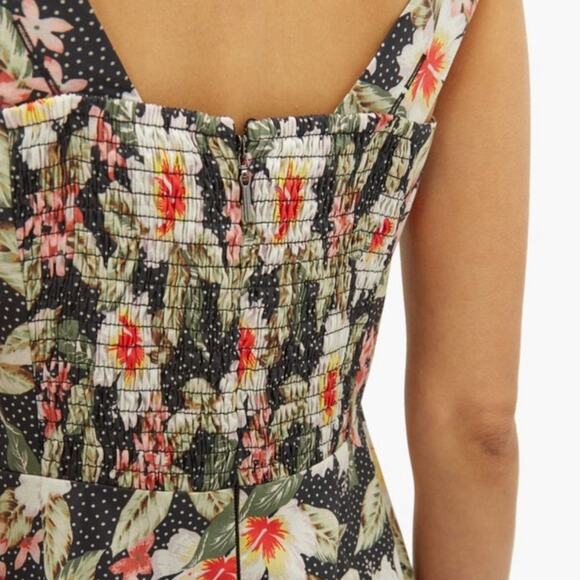 Rebecca Taylor Kamea Smocked Floral Flutter-Sleeve Silk Dress Women’s Size 10 - Picture 3 of 14